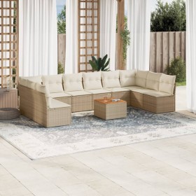 Set de sofás de jardín 11pzas con cojines ratán sintético beige de , Conjuntos de jardín - Ref: Foro24-3256128, Precio: 774,7...