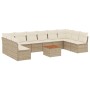 Set de sofás de jardín 11pzas con cojines ratán sintético beige de , Conjuntos de jardín - Ref: Foro24-3256128, Precio: 774,7...