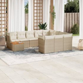 Set de sofás de jardín 11pzas con cojines ratán sintético beige de , Conjuntos de jardín - Ref: Foro24-3256177, Precio: 735,6...