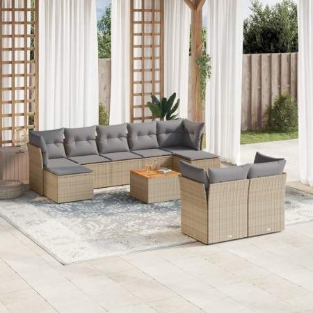 Set Gartensofas mit beigen Kissen 10 Stück synthetisches Rattan von , Gartensets - Ref: Foro24-3256206, Preis: 640,56 €, Raba...