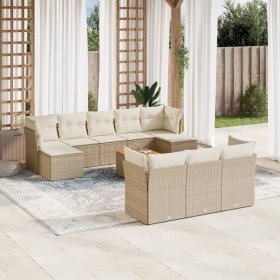 Set de sofás de jardín 11pzas con cojines ratán sintético beige de , Conjuntos de jardín - Ref: Foro24-3256212, Precio: 848,5...