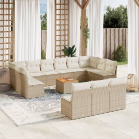 Garden furniture set, 14 pieces with beige synthetic rattan cushions. by , Garden sets - Ref: Foro24-3256233, Price: 967,99 €...