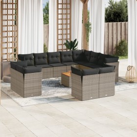 Set of garden sofas with 13 pieces of gray synthetic rattan cushions by , Garden sets - Ref: Foro24-3256284, Price: 844,99 €,...