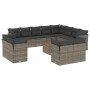 Set of garden sofas with 13 pieces of gray synthetic rattan cushions by , Garden sets - Ref: Foro24-3256284, Price: 882,40 €,...