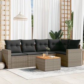 6-piece garden furniture set with gray synthetic rattan cushions by , Garden sets - Ref: Foro24-3256445, Price: 425,99 €, Dis...