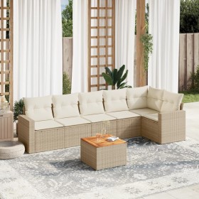 7-teiliges Gartensofa-Set und beigefarbene synthetische Rattankissen von , Gartensets - Ref: Foro24-3256464, Preis: 521,50 €,...