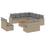 Gartensofa-Set mit 12-teiligen beigen Kissen aus PE-Rattan-Mischung. von , Gartensets - Ref: Foro24-3256514, Preis: 811,46 €,...