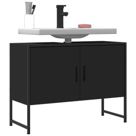 Engineered wood bathroom sink cabinet in black, 80x33x60 cm by , Dressing tables - Ref: Foro24-842461, Price: 66,02 €, Discou...