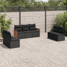 7-teiliges Garten-Esszimmerset und Kissen synthetisches Rattan schwarz von , Gartensets - Ref: Foro24-3259955, Preis: 438,99 ...