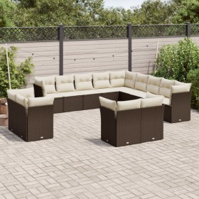 Set Gartensofas mit Kissen 13-teilig PE Rattan braun von , Gartensets - Ref: Foro24-3218553, Preis: 955,99 €, Rabatt: %