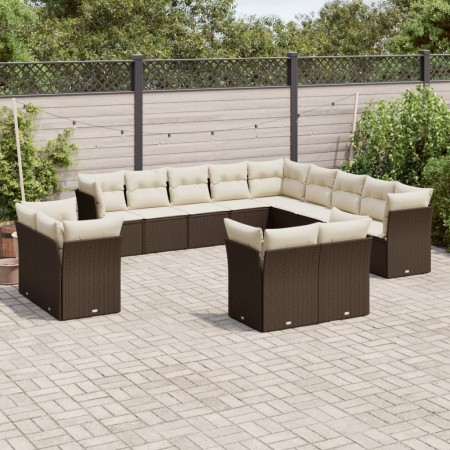 Set Gartensofas mit Kissen 13-teilig PE Rattan braun von , Gartensets - Ref: Foro24-3218553, Preis: 966,87 €, Rabatt: %