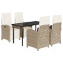 Set comedor de jardín 5 pzas con cojines ratán sintético beige de , Conjuntos de jardín - Ref: Foro24-3212579, Precio: 681,98...