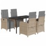 Set comedor de jardín 5 pzas con cojines ratán sintético beige de , Conjuntos de jardín - Ref: Foro24-3212593, Precio: 836,01...