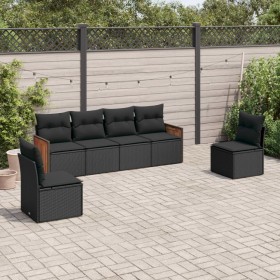 Set aus 6-teiligen Gartensofas und Kissen Kunstrattan schwarz von , Gartensets - Ref: Foro24-3259941, Preis: 387,96 €, Rabatt: %