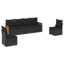 Set aus 6-teiligen Gartensofas und Kissen Kunstrattan schwarz von , Gartensets - Ref: Foro24-3259941, Preis: 387,02 €, Rabatt: %