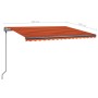 Retractable manual awning with orange and brown LED lights 4x3 m by , Awnings - Ref: Foro24-3070145, Price: 549,05 €, Discoun...