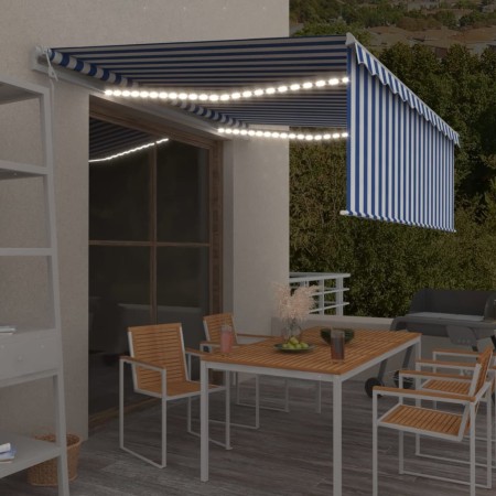 Automatic awning with wind sensor, blue and white LED, 4x3m. by , Awnings - Ref: Foro24-3069311, Price: 666,32 €, Discount: %