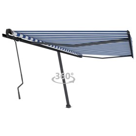 Retractable manual blue and white freestanding awning 450x350 cm by , Awnings - Ref: Foro24-3069836, Price: 523,01 €, Discoun...