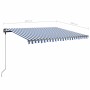 Toldo de pie retráctil manual azul y blanco 450x350 cm de , Toldos - Ref: Foro24-3069836, Precio: 521,26 €, Descuento: %