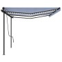 Toldo retráctil manual con luz postes azul y blanco 6x3 m de , Toldos - Ref: Foro24-3070201, Precio: 738,26 €, Descuento: %