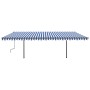 Manual retractable awning with blue and white posts, 6x3 m, with lights. by , Awnings - Ref: Foro24-3070201, Price: 738,26 €,...