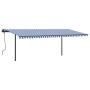 Manual retractable awning with blue and white posts, 6x3 m, with lights. by , Awnings - Ref: Foro24-3070201, Price: 738,26 €,...