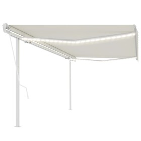 Toldo automático con LED y sensor de viento crema 5x3 m de , Toldos - Ref: Foro24-3069992, Precio: 776,30 €, Descuento: %