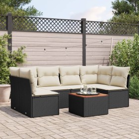 7-teiliges Garten-Esszimmerset und Kissen synthetisches Rattan schwarz von , Gartensets - Ref: Foro24-3223557, Preis: 396,94 ...