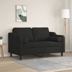 Sofá de 2 plazas con cojines tela negro 120 cm de , Sofás - Ref: Foro24-3200841, Precio: 250,99 €, Descuento: %