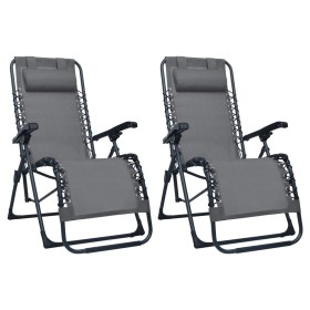 Folding chairs 2 units gray textilene by , Loungers - Ref: Foro24-312462, Price: 190,99 €, Discount: %