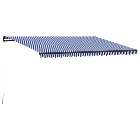 Retractable manual awning in blue and white, 500x300 cm. by , Awnings - Ref: Foro24-3055196, Price: 370,87 €, Discount: %