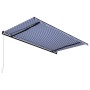 Retractable manual awning in blue and white, 500x300 cm. by , Awnings - Ref: Foro24-3055196, Price: 370,87 €, Discount: %