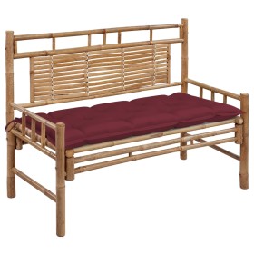 Bamboo bench with cushion 120 cm by , garden benches - Ref: Foro24-3063900, Price: 120,99 €, Discount: %