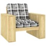 Garden chair and gray checkered cushions impregnated pine wood by , Garden chairs - Ref: Foro24-3065755, Price: 156,42 €, Dis...