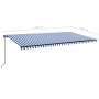 Toldo retráctil manual con luz LED azul y blanco 600x300 cm de , Toldos - Ref: Foro24-3069161, Precio: 608,98 €, Descuento: %