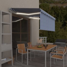 Toldo automático persiana LED sensor viento azul blanco 3x2,5 m de , Toldos - Ref: Foro24-3069271, Precio: 474,65 €, Descuent...