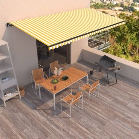 Toldo retráctil manual amarillo y blanco 600x350 cm de , Toldos - Ref: Foro24-3069238, Precio: 585,53 €, Descuento: %