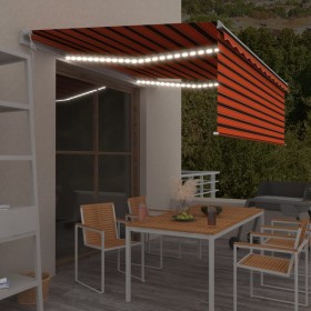 Automatic awning LED blinds wind sensor orange brown 4x3m by , Awnings - Ref: Foro24-3069315, Price: 690,99 €, Discount: %