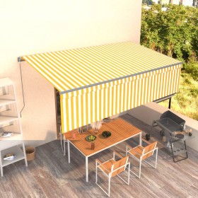 Manual retractable awning with yellow and white striped 5x3 m. by , Awnings - Ref: Foro24-3069458, Price: 440,99 €, Discount: %