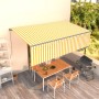 Toldo retráctil manual con persiana amarillo y blanco 5x3 m de , Toldos - Ref: Foro24-3069458, Precio: 451,02 €, Descuento: %