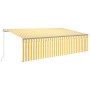 Manual retractable awning with yellow and white striped 5x3 m. by , Awnings - Ref: Foro24-3069458, Price: 425,40 €, Discount: %