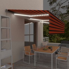 Toldo retráctil manual con persiana y LED naranja y marrón 6x3m de , Toldos - Ref: Foro24-3069485, Precio: 655,99 €, Descuent...