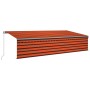 Manual retractable awning with blind and orange and brown LED 6x3m by , Awnings - Ref: Foro24-3069485, Price: 655,99 €, Disco...