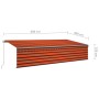 Manual retractable awning with blind and orange and brown LED 6x3m by , Awnings - Ref: Foro24-3069485, Price: 655,99 €, Disco...