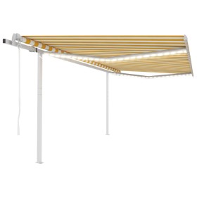 Automatic awning with wind sensor LED yellow and white 4x3.5 m by , Awnings - Ref: Foro24-3070033, Price: 788,99 €, Discount: %