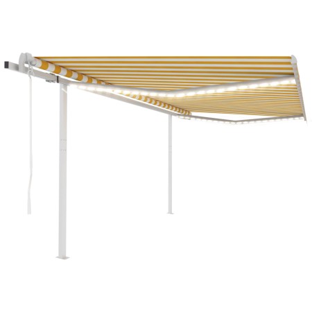 Automatic awning with wind sensor LED yellow and white 4x3.5 m by , Awnings - Ref: Foro24-3070033, Price: 766,85 €, Discount: %