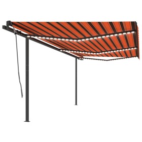 Retractable manual awning with orange and brown LED lights 6x3 m by , Awnings - Ref: Foro24-3070205, Price: 724,96 €, Discoun...