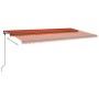 Retractable manual awning with orange and brown LED lights 6x3 m by , Awnings - Ref: Foro24-3070205, Price: 724,48 €, Discoun...