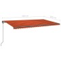 Retractable manual awning with orange and brown LED lights 6x3 m by , Awnings - Ref: Foro24-3070205, Price: 724,48 €, Discoun...