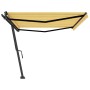 Toldo de pie retráctil manual amarillo y blanco 500x350 cm de , Toldos - Ref: Foro24-3069858, Precio: 565,38 €, Descuento: %